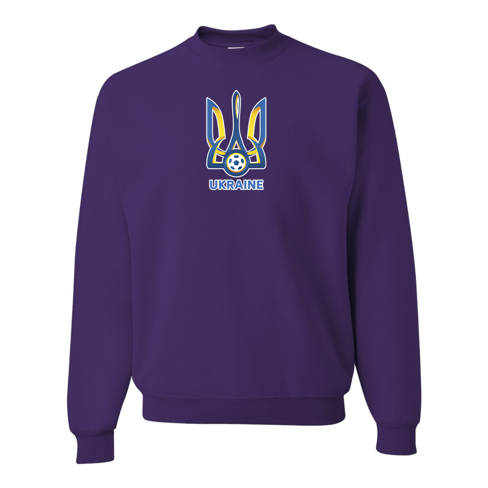 Men's Ukraine National Football Soccer Team  JERZEES NuBlend Crewneck Sweatshirt